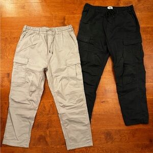 Bundle of Two Pairs of Baggy Men’s Cargo Pants in Washed Black and Taupe